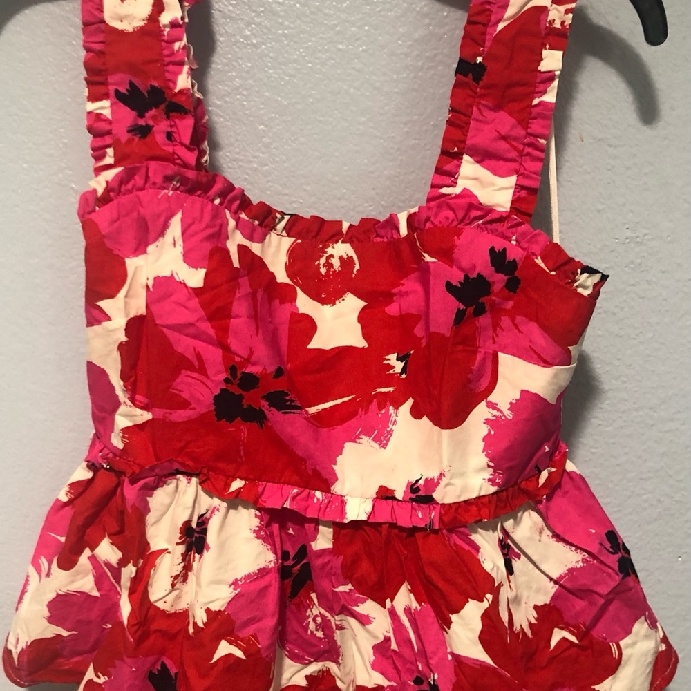 Floral Red and Pink Sleeveless Top